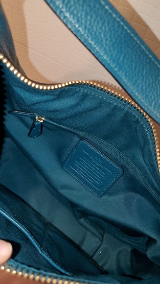 Coach Teal Shoulder Bag w. Strap - Picture 4 of 5